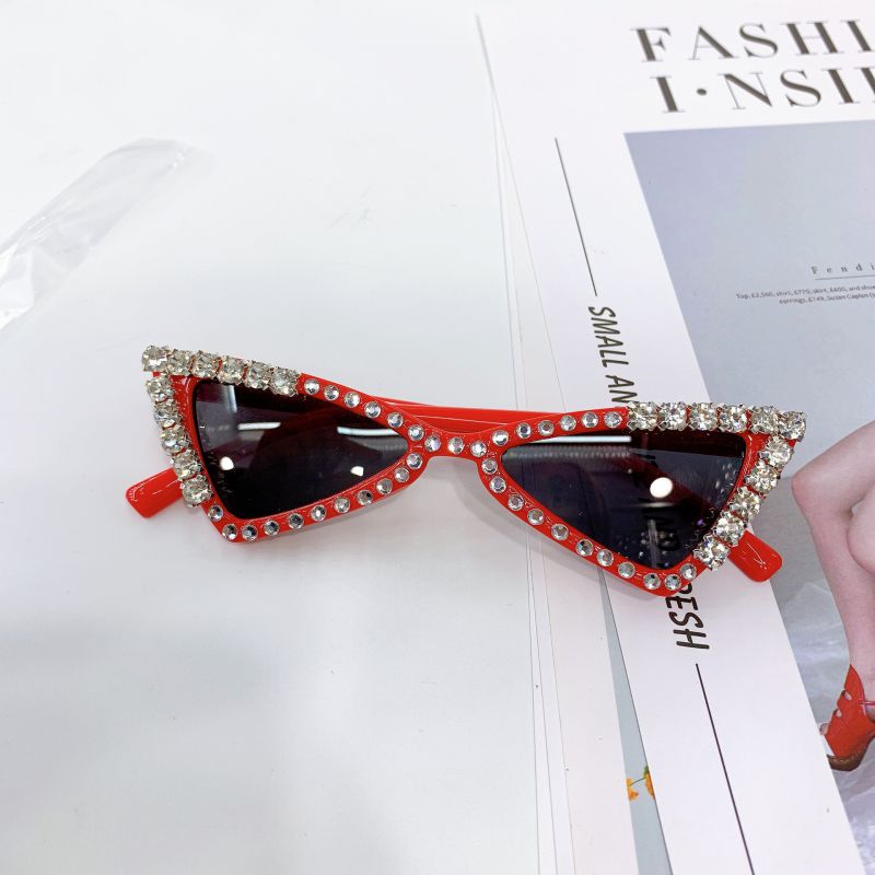 Fashion Red Box Pc Triangle Diamond Children's Sunglasses