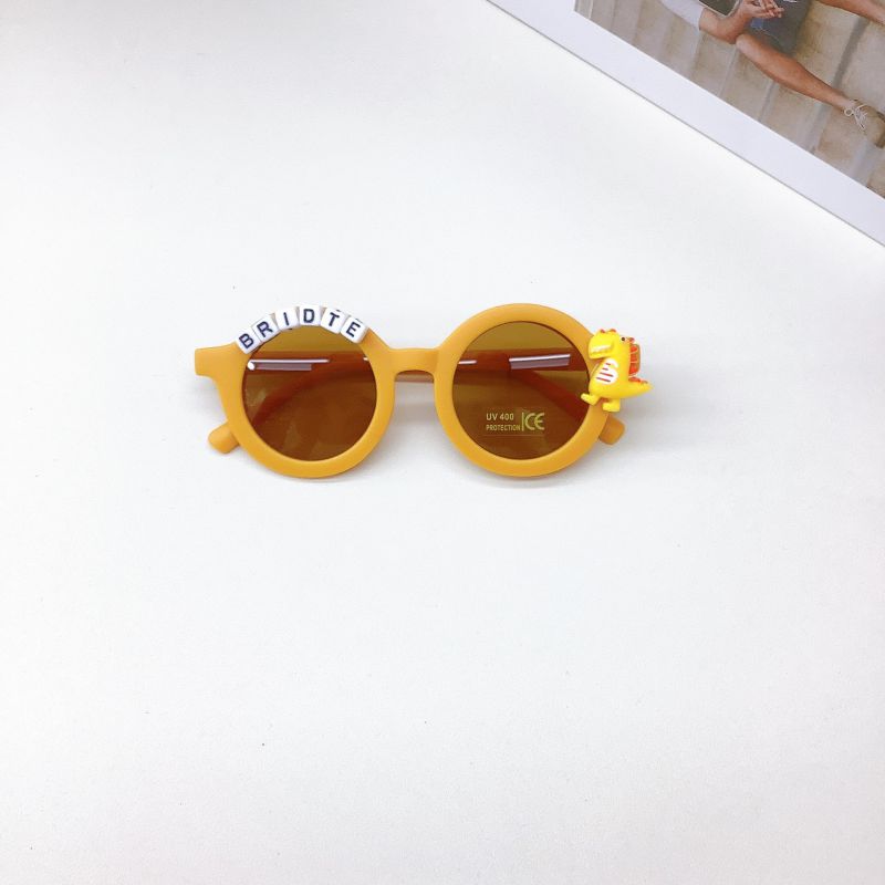 Fashion Charm Yellow-dinosaur Letters Pc Dinosaur Letter Round Children's Sunglasses