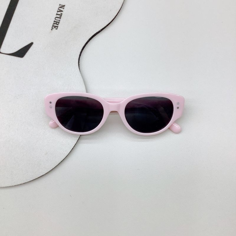 Fashion Pink Gray Pc Cat Eye Small Frame Children's Sunglasses