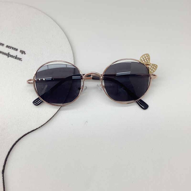 Fashion Gold/all Gray Pc Oval Children's Sunglasses