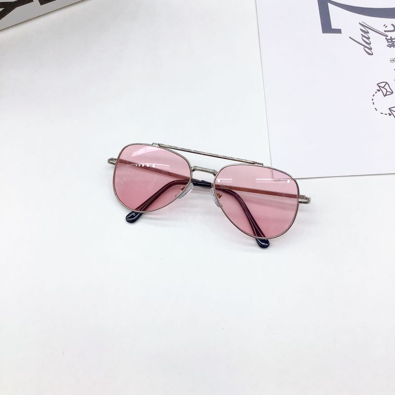 Fashion Nickel/light Pink Pc Double Bridge Children's Sunglasses