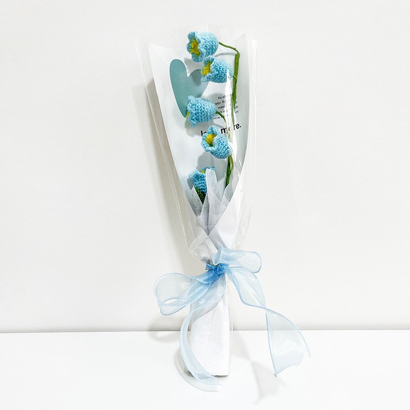 Fashion Lily Of The Valley-blue Wool Knitting Simulation Bouquet
