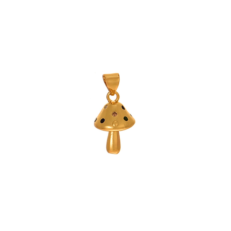 Fashion Golden 2 Copper Inlaid Zircon Small Mushroom Pendant Accessories