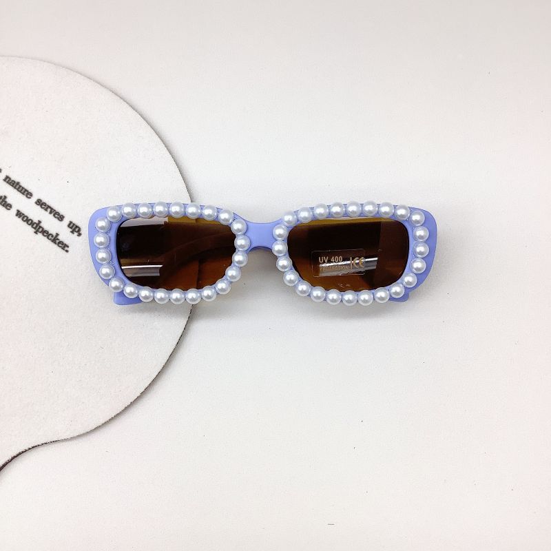 Fashion Soft Blue-children Pc Pearl Square Small Frame Children's Sunglasses