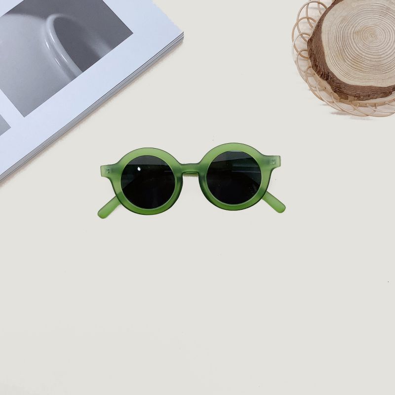 Fashion Green Pc Color Block Round Sunglasses