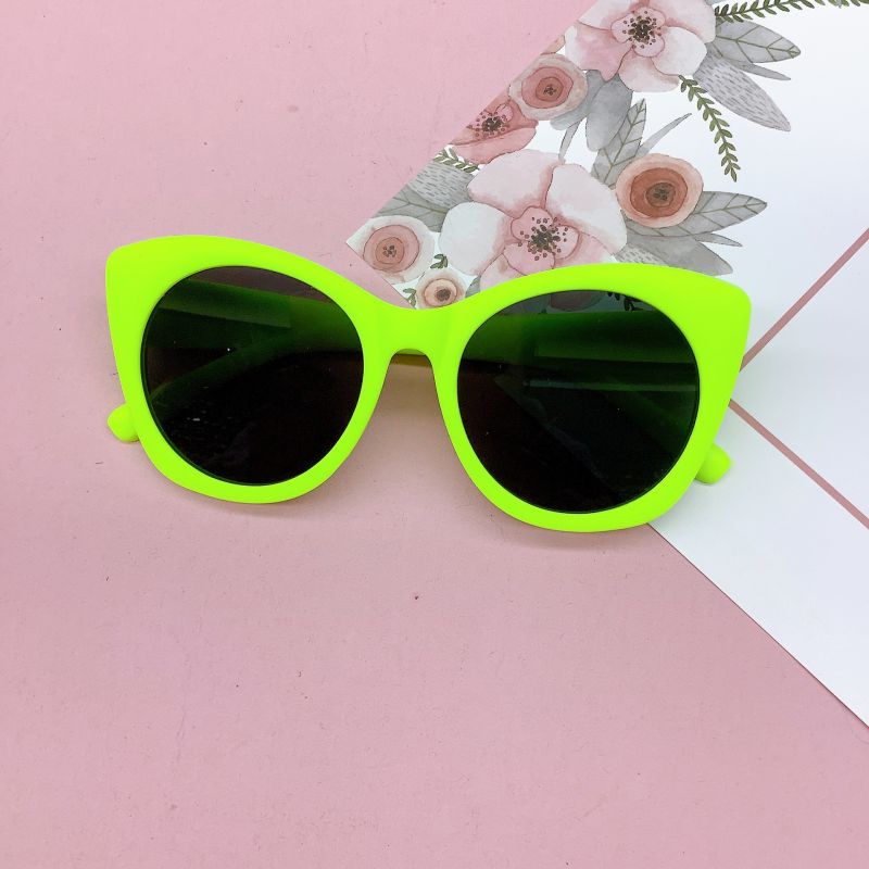 Fashion Green Frame Pc Cat Eye Large Frame Children's Sunglasses