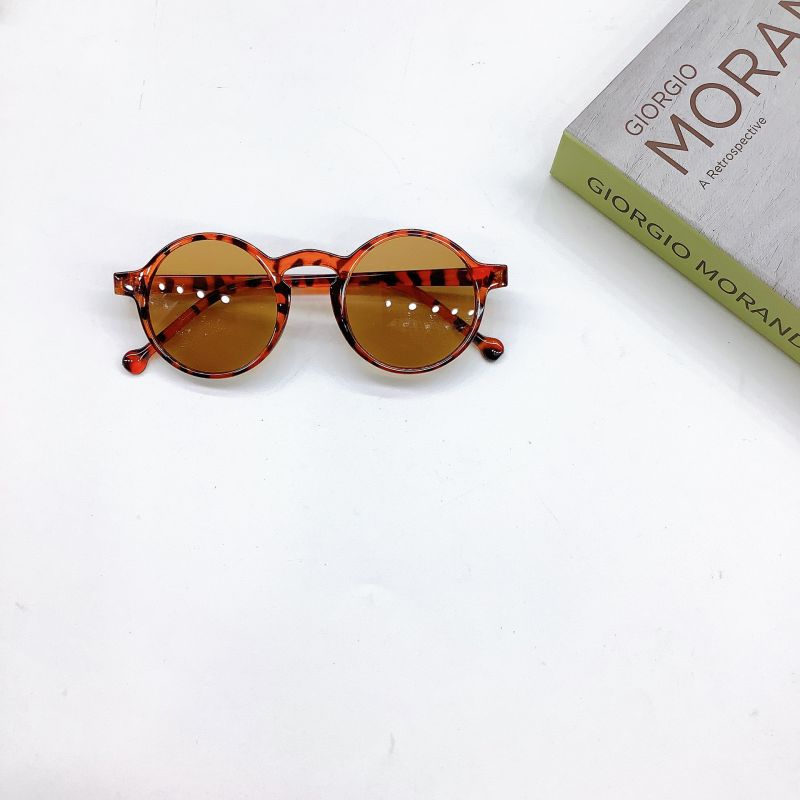 Fashion Tea Leopard Print Children's Round Frame Sunglasses