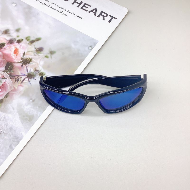 Fashion Black-blue Mercury Pc Rectangular Small Frame Children's Sunglasses