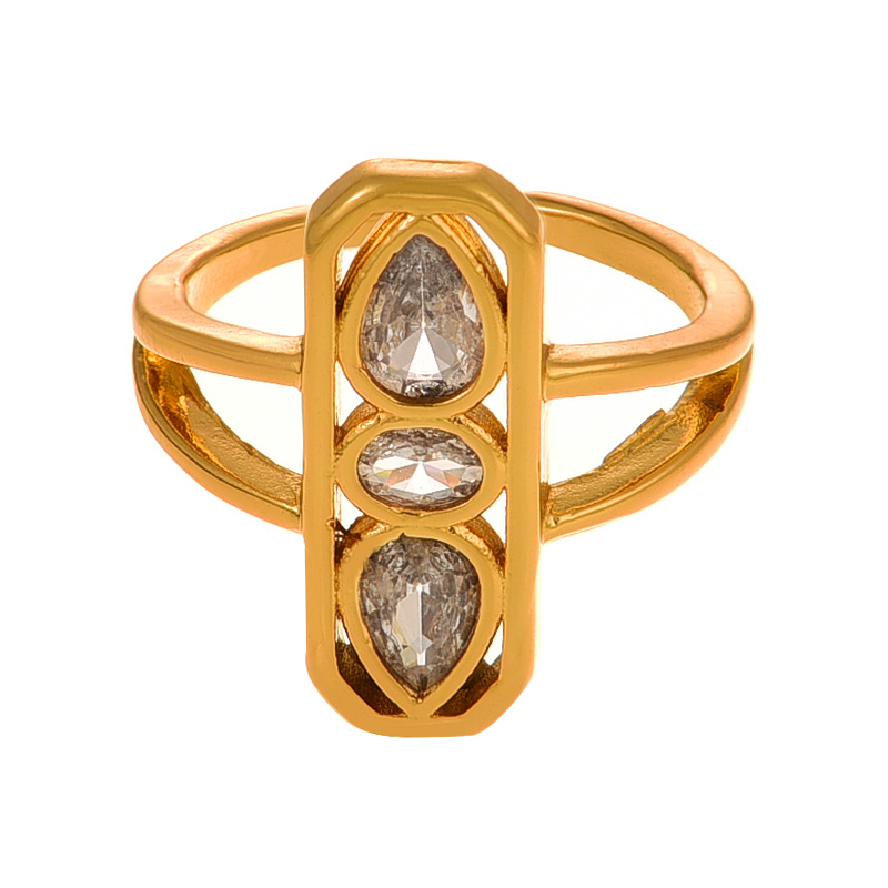 Fashion Golden 8 Copper Set Zirconia Geometric Ring