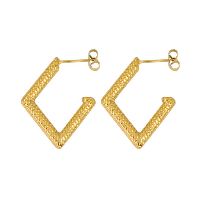 Fashion Gold Stainless Steel Square Earrings