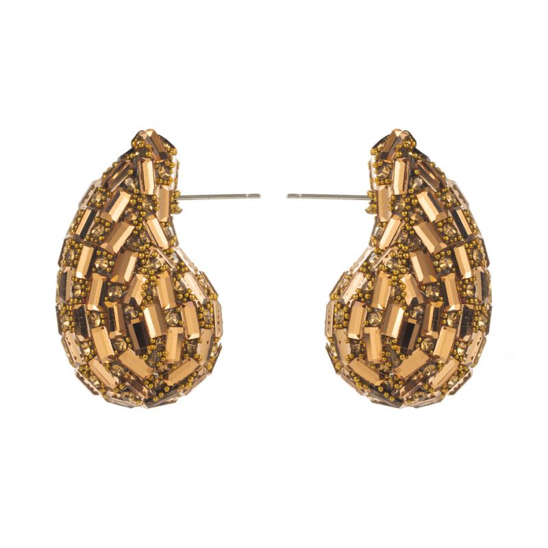 Fashion Champagne Alloy Diamond Drop-shaped Earrings