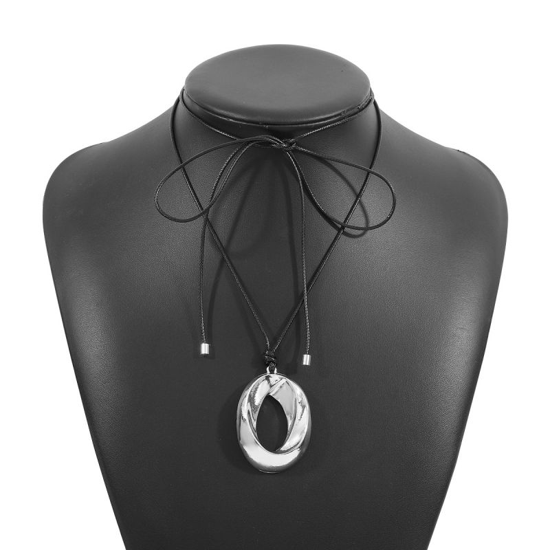 Fashion 2# Metal Hollow Wax Thread Necklace
