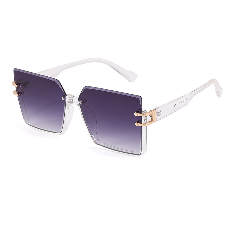 Fashion Transparent Frame Gradient Gray Piece Large Square Frame Sunglasses