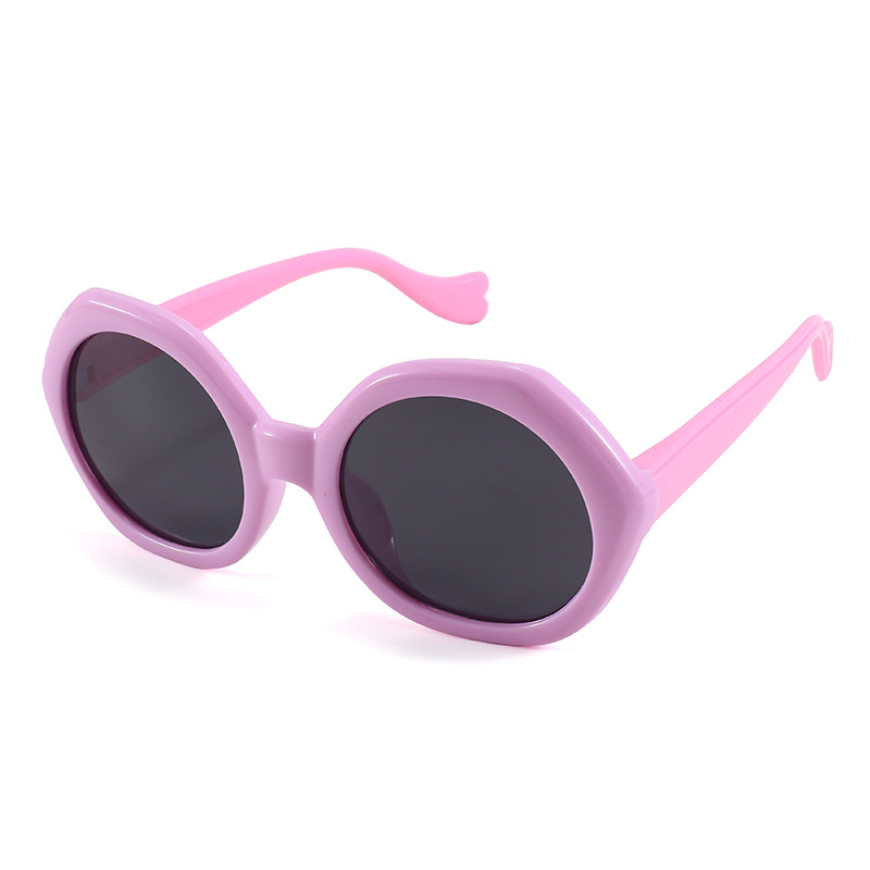Fashion Purple Frame Pink Legs Children's Silicone Polygon Sunglasses