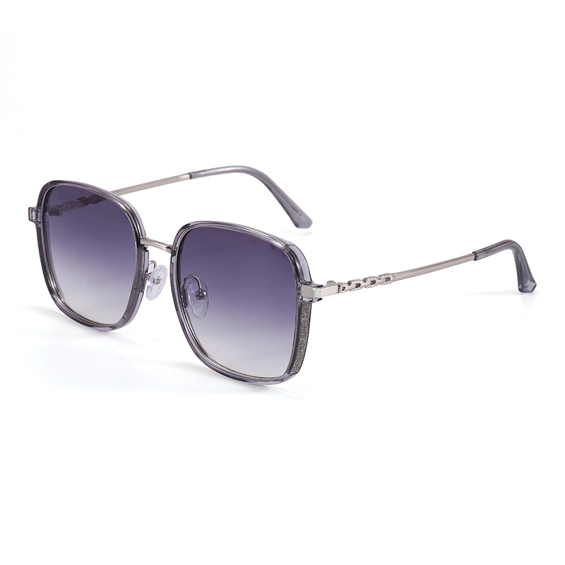 Fashion Transparent Gray Frame Gradient Piece Large Square Frame Sunglasses