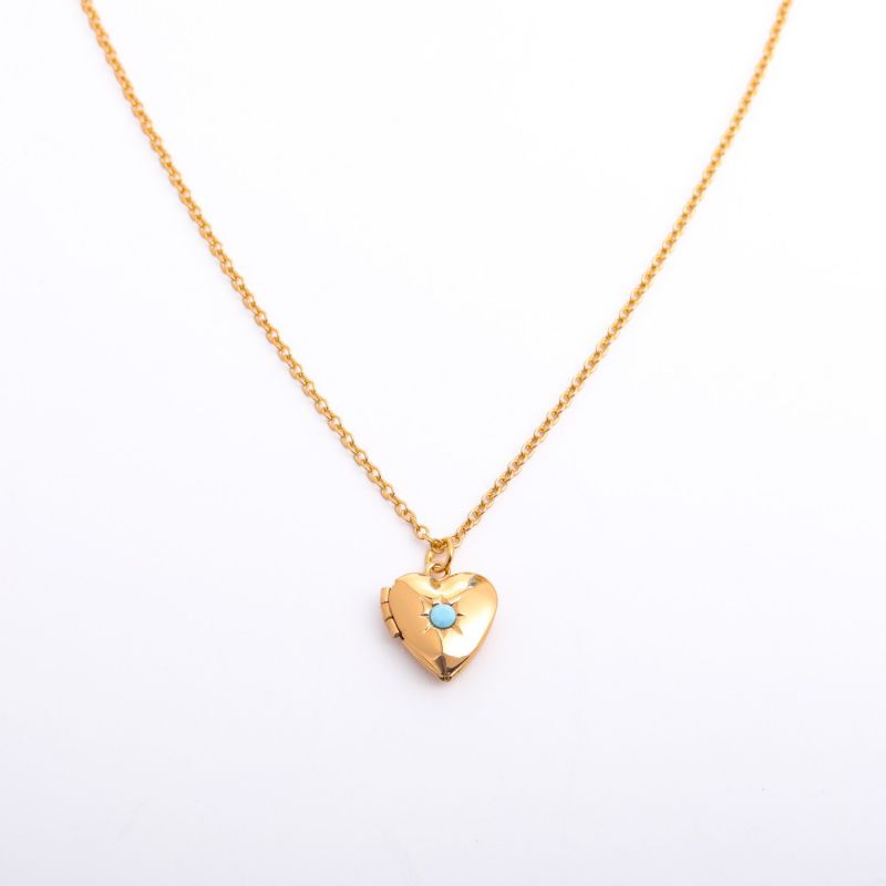 Fashion December Gold-plated Copper And Diamond Heart Openable Necklace