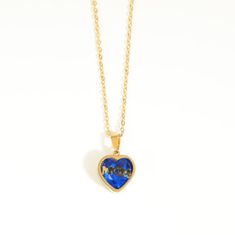 Fashion September Blue Necklace (gold) Gold-plated Copper And Diamond Love Letter Necklace