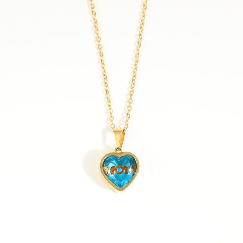 Fashion December Light Blue Necklace (gold) Gold-plated Copper And Diamond Love Letter Necklace