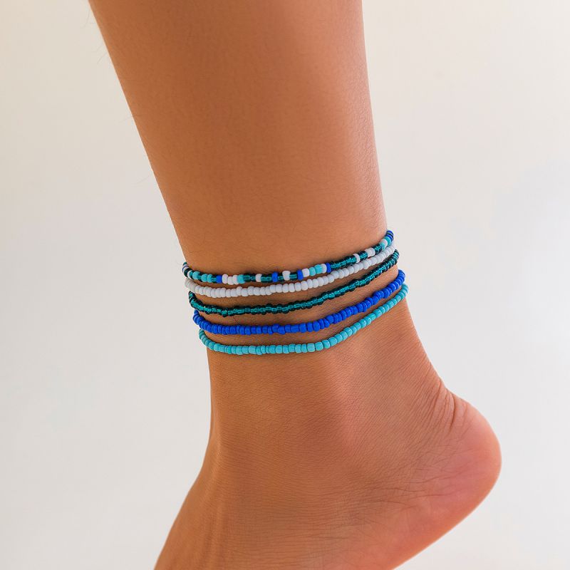 Fashion Mixed Colors 4 Rice Beaded Anklet