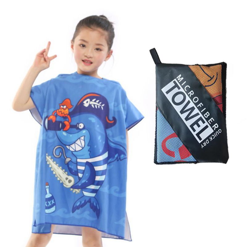 Fashion Evil Shark Polyester Printed Children's Bath Towel