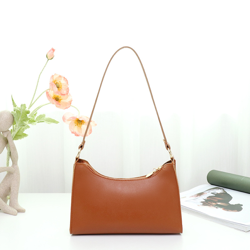 Fashion Brown Pu Large Capacity Handbag