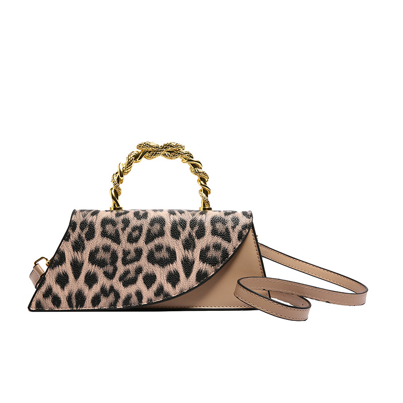 Fashion Khaki Leopard Print Flap Crossbody Bag