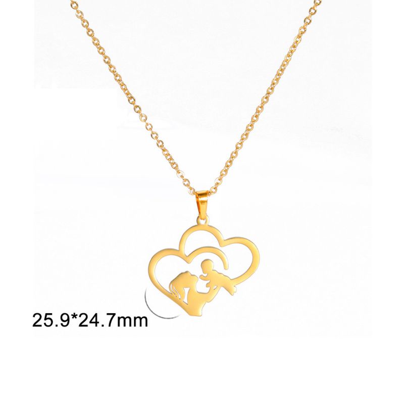 Fashion Gold Stainless Steel Heart Shape Hollow Necklace
