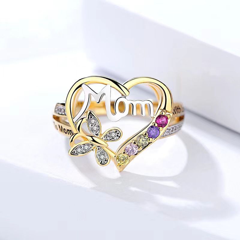 Fashion Ring No. 8 Alloy Diamond Letter Butterfly Love Ring