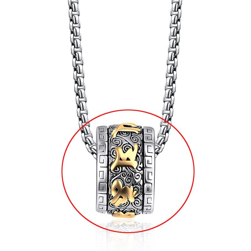 Fashion Gold Single Pendant (chain Not Included) Titanium Steel Carved Cylinder Pendant For Men