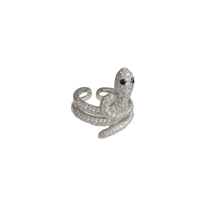 Fashion Silver Copper And Diamond Snake Ring
