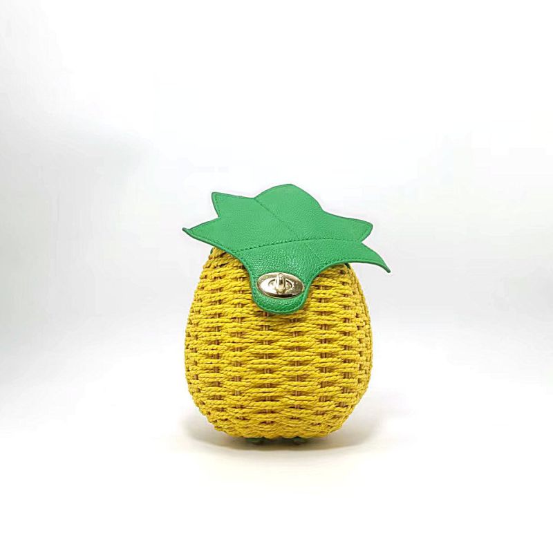 Fashion Gold Straw Pineapple Crossbody Bag