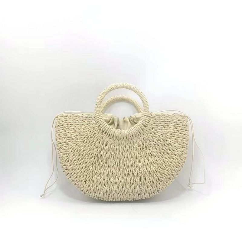 Fashion Off White Straw Large Capacity Handbag