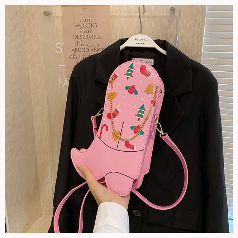 Fashion Pink Pu Printed Crossbody Bag