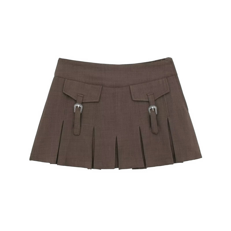 Fashion Culottes Wax-blend Leather Pleated Skirt