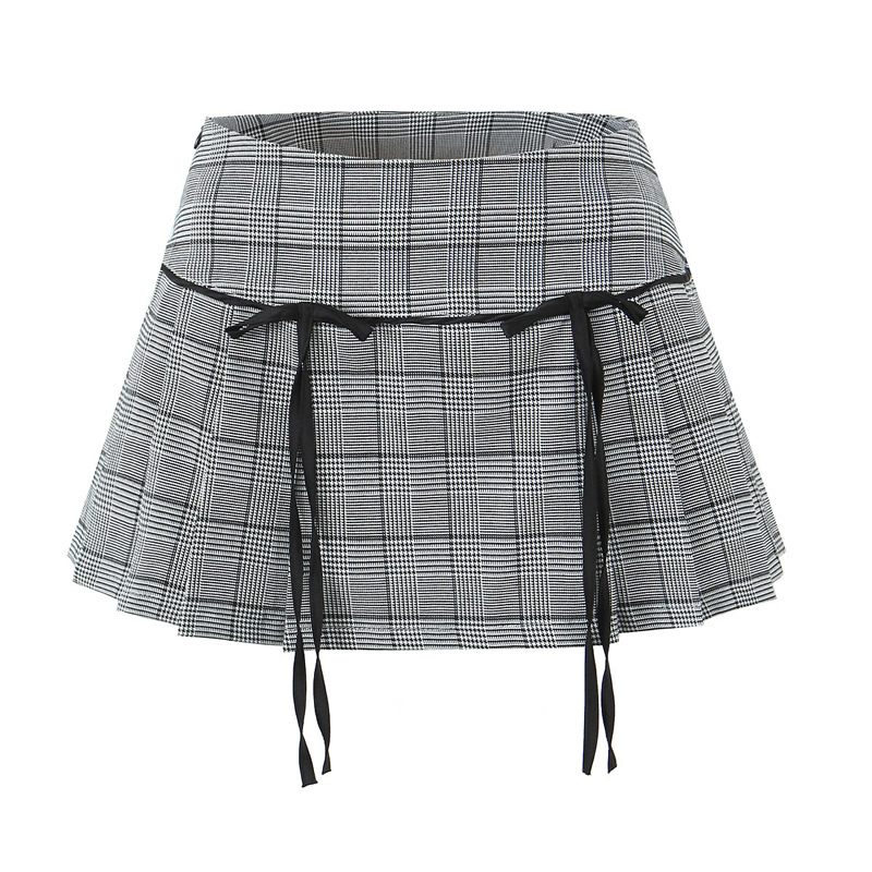 Fashion Haig Polyester Checked Lace-up Skirt