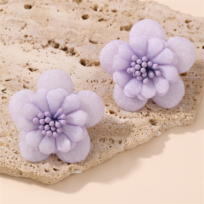 Fashion Purple Polyester Flower Stud Earrings