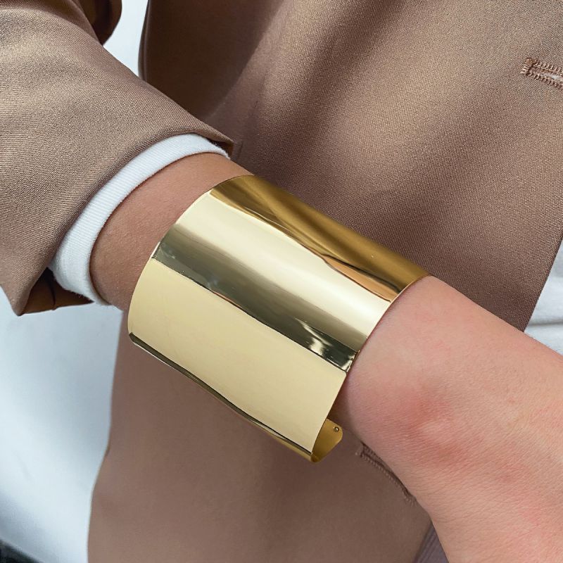 Fashion Golden 3 Metal Geometric Wide Bracelet