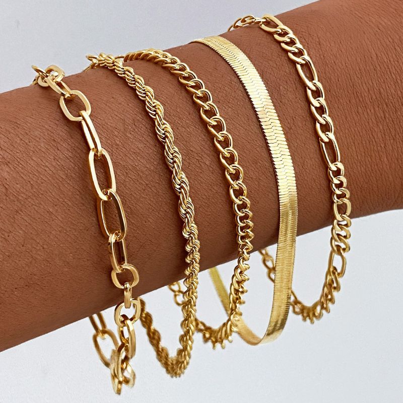Fashion Gold Alloy Chain Bracelet Set