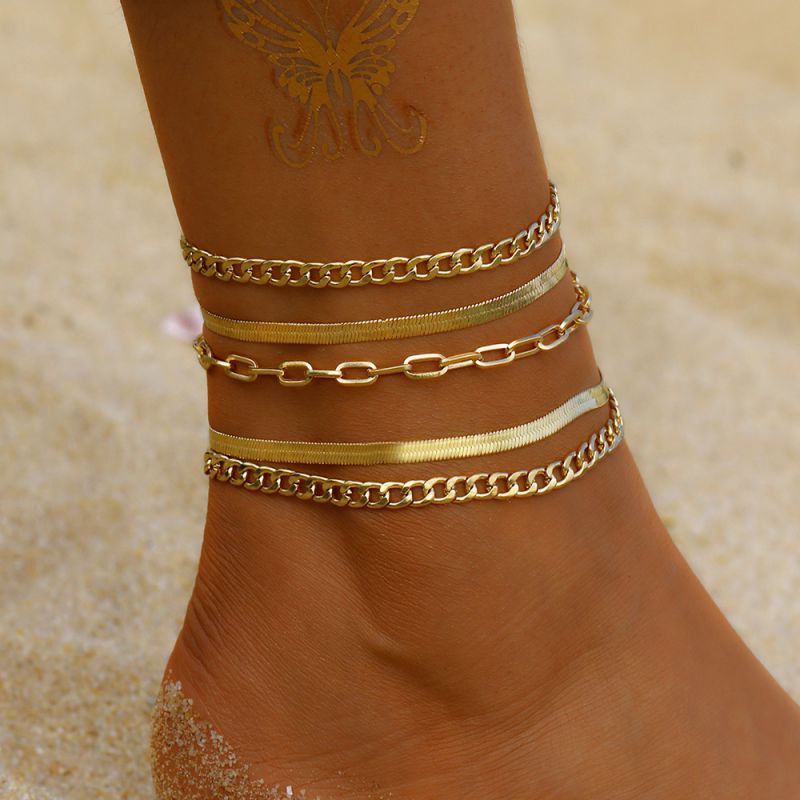 Fashion Golden 15 Alloy Chain Anklet Set