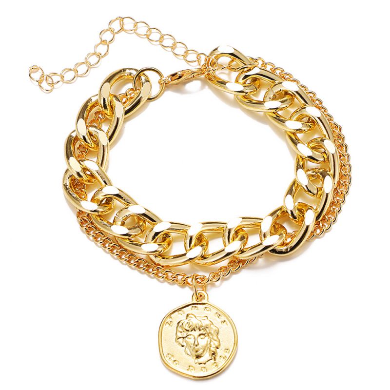 Fashion 18# Alloy Round Plate Multi-layer Anklet