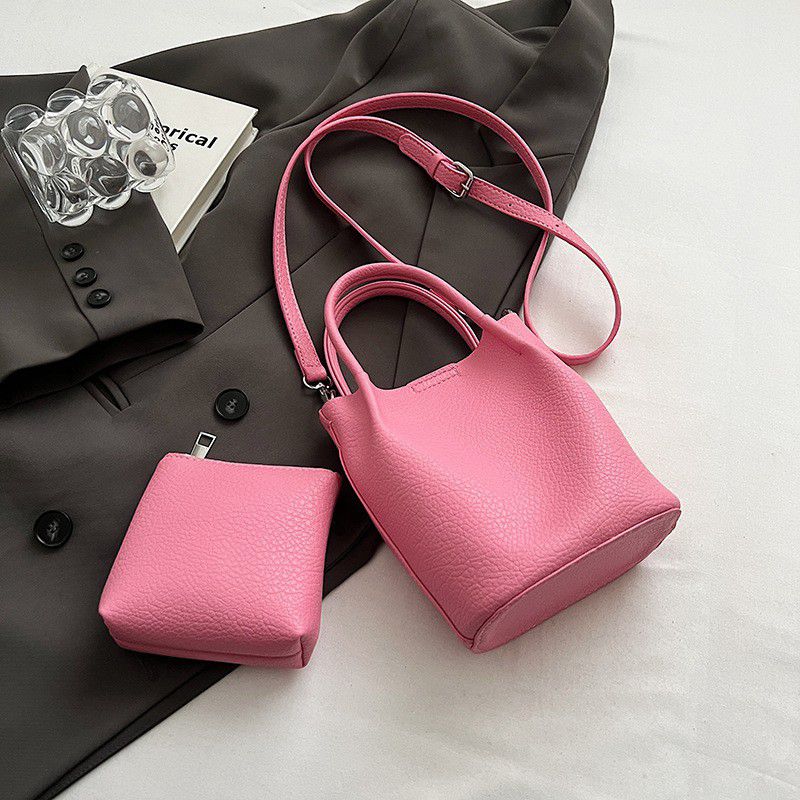 Fashion Rose Pink Pu Large Capacity Crossbody Bag