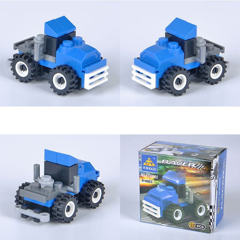 Fashion Blue Tractor [27 Particles] Plastic Children's Building Block Toys
