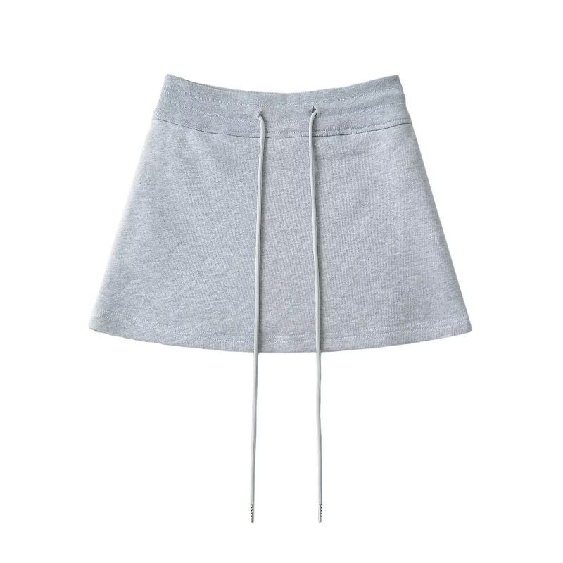 Fashion Light Gray High Waist Strappy Skirt