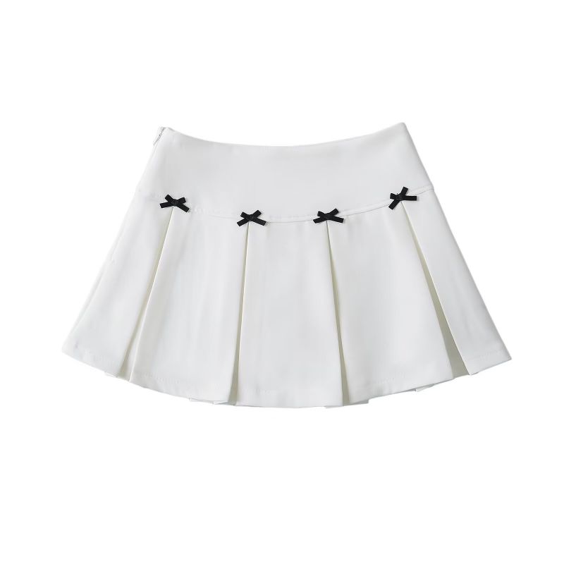 Fashion White Cotton Pleated Skirt