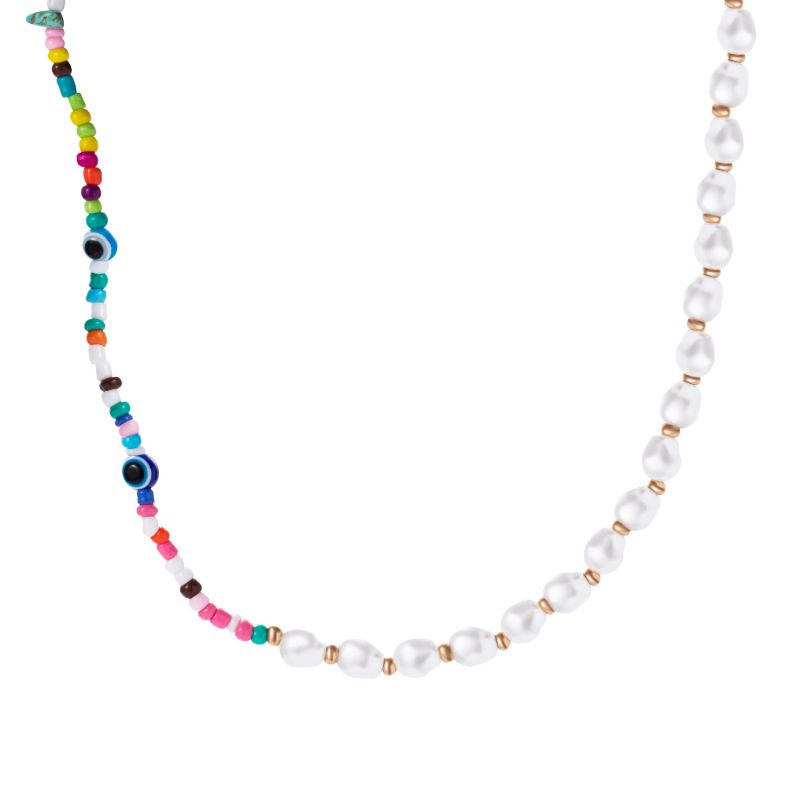 Fashion 5# Colorful Rice Beads Pearl Eye Beads Necklace