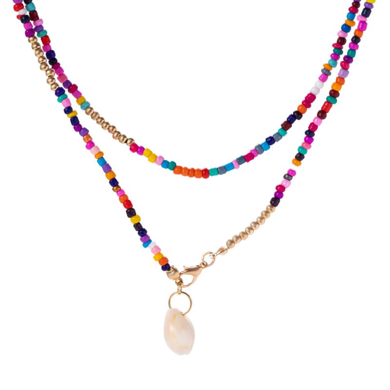 Fashion 10# Colorful Rice Beads Double Layer Necklace