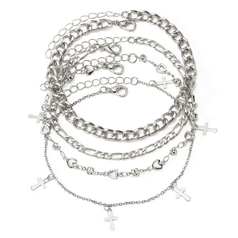 Fashion Silver Alloy Geometric Chain Bracelet Set