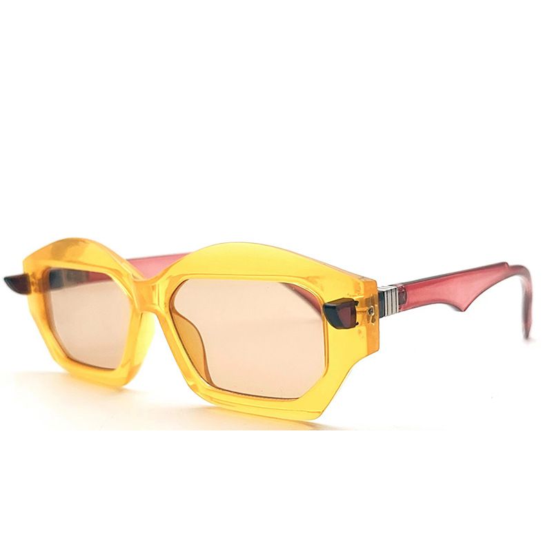 Fashion Yellow Framed Champagne Slices Polygonal Square Sunglasses