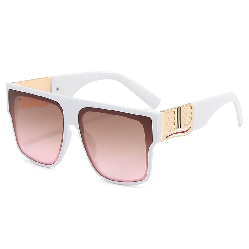 Fashion White Frame Tea Powder Tablets Pc Square Large Frame Sunglasses