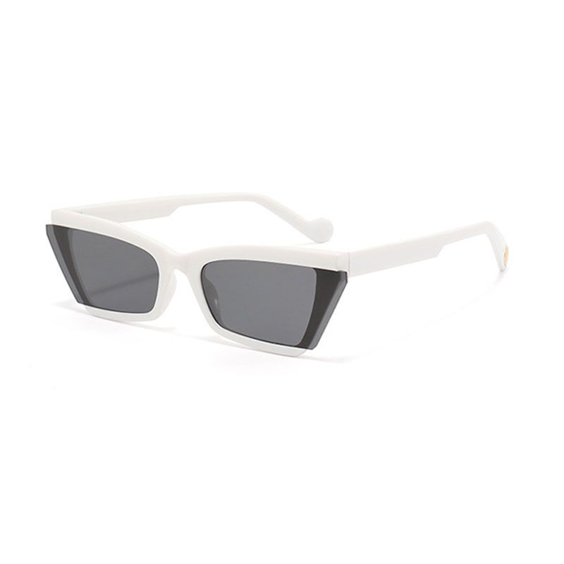 Fashion White Frame Black And Gray Film Pc Small Square Sunglasses